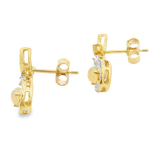 Load image into Gallery viewer, .42ct Opal Diamond Dangle Earrings 10KT Yellow Gold