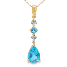 Load image into Gallery viewer, Blue Topaz Diamond Fashion Pendants 10KT Yellow Gold