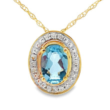 Load image into Gallery viewer, Blue Topaz Diamond Fashion Pendants 10KT Yellow Gold