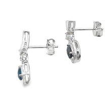 Load image into Gallery viewer, .59ct London Blue Topaz Dangle Earrings 10KT White Gold