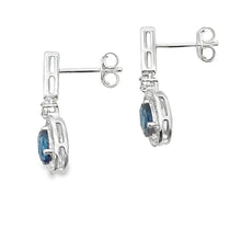 Load image into Gallery viewer, London Blue Topaz Dangle Earrings 10KT White Gold