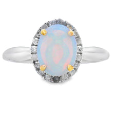 将图片加载到图库查看器,Natural .95ct Opal Diamond Ring 10KT White Gold