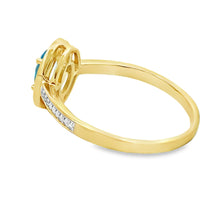 Load image into Gallery viewer, .49ct Blue Topaz Diamond Ring 10KT Yellow Gold