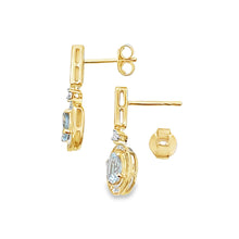 Load image into Gallery viewer, Aquamarine Diamond Dangle Earrings 10KT Yellow Gold