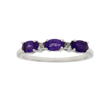 Load image into Gallery viewer, .70ct Amethyst Diamond Ring Sterling Silver