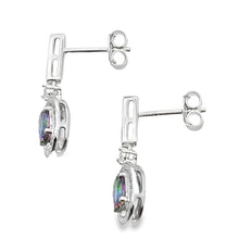 Load image into Gallery viewer, Mystic Fire Topaz Dangle Earrings 10KT White Gold