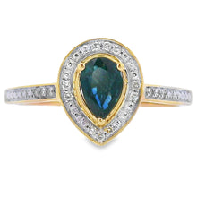 将图片加载到图库查看器,.54ct Sapphire Diamond Ring 10KT Yellow Gold