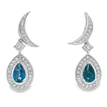 Load image into Gallery viewer, .59ct London Blue Topaz Dangle Earrings 10KT White Gold
