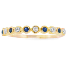 将图片加载到图库查看器,Sapphire Diamond stackable band set 14KT Yellow Gold