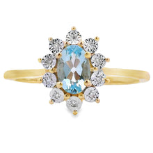 Load image into Gallery viewer, .43ct Aquamarine Diamond Ring 10KT Yellow Gold