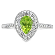 Load image into Gallery viewer, .50ct Peridot Diamond Ring 10KT White Gold
