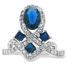 Load image into Gallery viewer, Natural 1.48ct Sapphire Diamond Ring 10KT White Gold