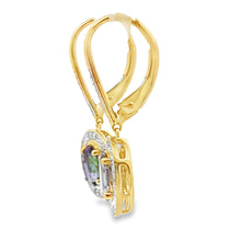 Load image into Gallery viewer, Mystic Fire Topaz Dangle Earrings 10KT Yellow Gold