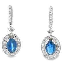 Load image into Gallery viewer, 1.40ct Sapphire Diamond Dangle Earrings 10KT White Gold