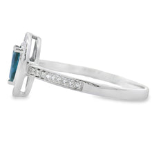 Load image into Gallery viewer, .54ct Sapphire Diamond Ring 10KT White Gold