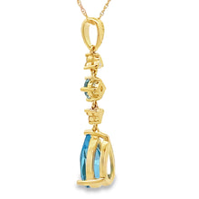 Load image into Gallery viewer, Blue Topaz Diamond Fashion Pendants 10KT Yellow Gold