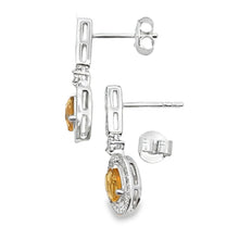 Load image into Gallery viewer, 1.06ct Citrine Diamond Dangle Earrings 10KT White Gold