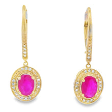 Load image into Gallery viewer, 1.28ct Ruby Diamond Dangle Earrings 10KT Yellow Gold