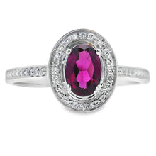 Load image into Gallery viewer, .62ct Garnet Diamond Ring 10KT White Gold