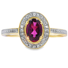 将图片加载到图库查看器,.62ct Garnet Diamond Ring 10KT Yellow Gold