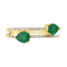 将图片加载到图库查看器,.50ct Emerald Diamond Ring 14KT Yellow Gold