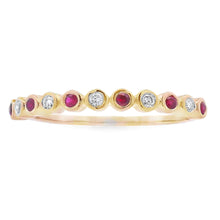 将图片加载到图库查看器,.13ct Ruby Diamond stackable band set 14KT Yellow Gold