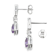 Load image into Gallery viewer, .88ct Amethyst Diamond Dangle Earrings 10KT White Gold