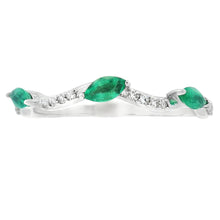 Load image into Gallery viewer, Emerald Diamond stackable band set 14KT White Gold