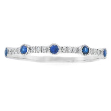 Load image into Gallery viewer, Sapphire Diamond stackable band set 14KT White Gold
