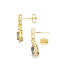 Load image into Gallery viewer, Mystic Fire Topaz Dangle Earrings 10KT Yellow Gold