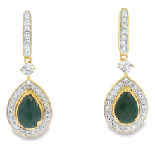 Load image into Gallery viewer, .84ct Onyx Diamond Dangle Earrings 10KT Yellow Gold