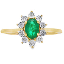 将图片加载到图库查看器,.43ct Emerald Diamond Ring 10KT Yellow Gold