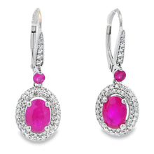 将图片加载到图库查看器,3.50ct Ruby Diamond Dangle Earrings 10KT White Gold