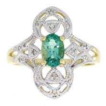 将图片加载到图库查看器,.70ct Emerald Diamond Ring 10KT Yellow Gold