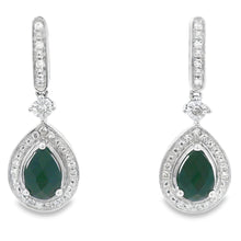 将图片加载到图库查看器,.84ct Onyx Diamond Dangle Earrings 10KT White Gold