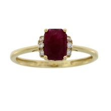 将图片加载到图库查看器,Natural 1.38ct Ruby Diamond Ring 14KT Yellow Gold