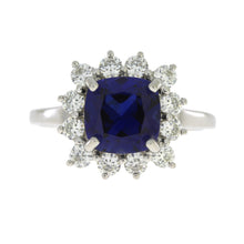 Load image into Gallery viewer, Created Sapphire Moissanite Ring Sterling Silver