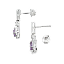 Load image into Gallery viewer, .93ct Amethyst Diamond Dangle Earrings 10KT White Gold