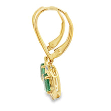 将图片加载到图库查看器,.90ct Emerald Diamond Dangle Earrings 10KT Yellow Gold