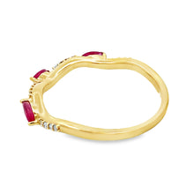 将图片加载到图库查看器,.21ct Ruby Diamond stackable band set 14KT Yellow Gold