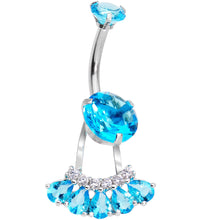 将图片加载到图库查看器,Aqua Gem Swagger Sweep Dangle Belly Ring
