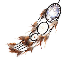 将图片加载到图库查看器,Indian Wolf Dream Catcher With Brown Feathers Dream-catcher Bead Beautiful Home Hanging Decoration Fashion Handmade Ornament Gift Wall Decor For Bedroom Festival Celebration Boho Moon Dream Catcher