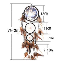 将图片加载到图库查看器,Indian Wolf Dream Catcher With Brown Feathers Dream-catcher Bead Beautiful Home Hanging Decoration Fashion Handmade Ornament Gift Wall Decor For Bedroom Festival Celebration Boho Moon Dream Catcher