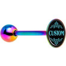 将图片加载到图库查看器,Custom Teal Personalized Name Rainbow Barbell Tongue Ring