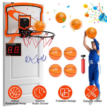 Load image into Gallery viewer, Indoor Mini Basketball Hoop Set with 4 Inflatable Balls Electric Audio Scorer