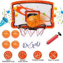 Load image into Gallery viewer, Indoor Mini Basketball Hoop Set with 4 Inflatable Balls Electric Audio Scorer