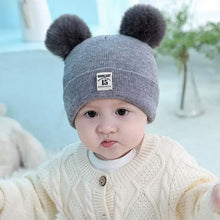 Load image into Gallery viewer, Infant Baby Winter Warm Knit Bobble Beanie Hat with Scarf Set