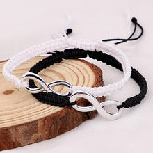 Load image into Gallery viewer, Infinite Sign Handmade Black/White Rope Braid Bracelet Bangle For Women Men Charm Adjustable Matching Bracelets For Couples His And Hers Infinity Sign Handmade Rope Braided Stainless Steel BFF Bracelets