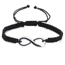 Load image into Gallery viewer, Infinite Sign Handmade Black/White Rope Braid Bracelet Bangle For Women Men Charm Adjustable Matching Bracelets For Couples His And Hers Infinity Sign Handmade Rope Braided Stainless Steel BFF Bracelets