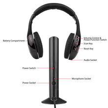 Load image into Gallery viewer, MH2001 Wireless Headphones 5-in-1 Functionality with FM Radio & TV Support On-Ear
